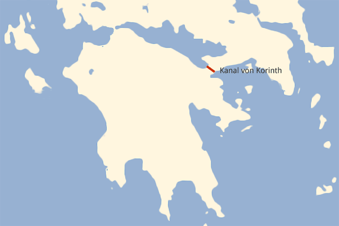 Karte des Kanal von Korinth